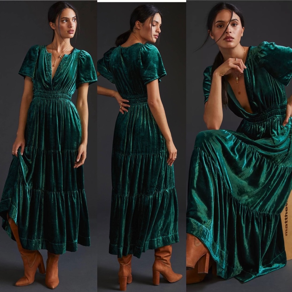 Anthropologie Somerset Velvet Maxi Dress
